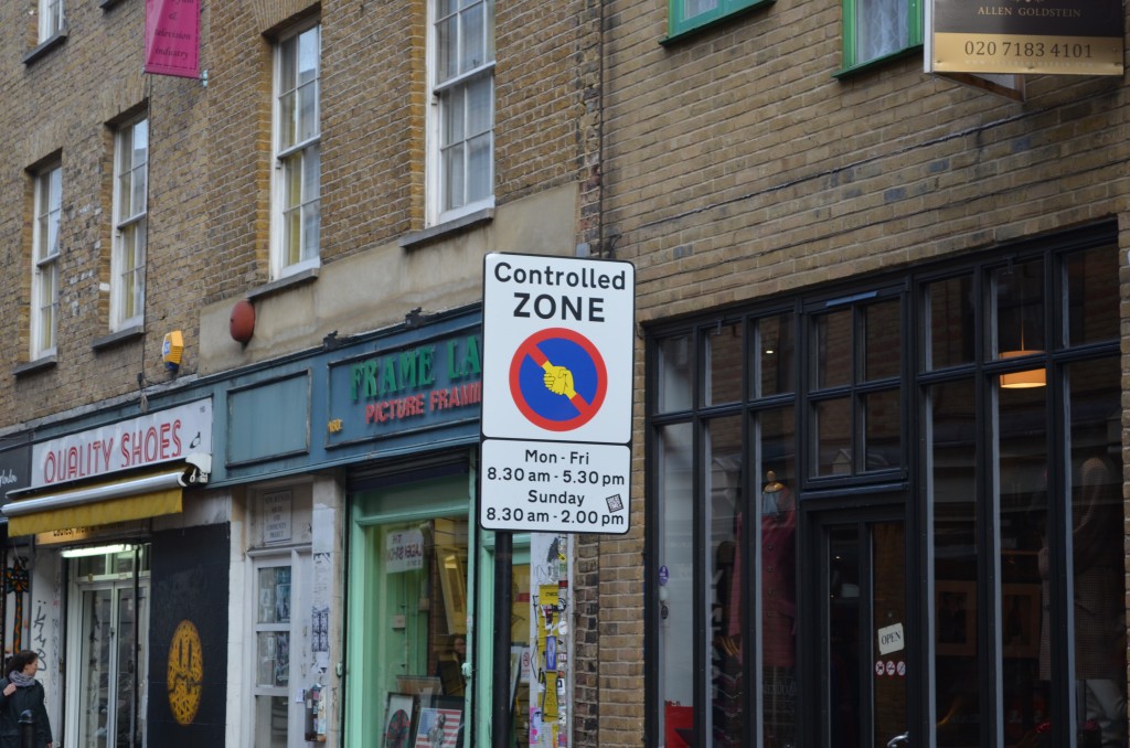 Clet Abraham Controlled Zone Sign, East London