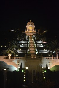 Baha'i Gardens at night, Haifa, Israel