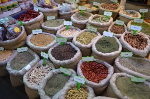 Herbs and spices in the Mahane Yehuda Souk; Jerusalem, Israel